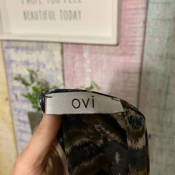 Beautiful Patterned Ovi Long Sleeve Shift geographic Dress Crew Neck S Causal - Picture 4 of 4